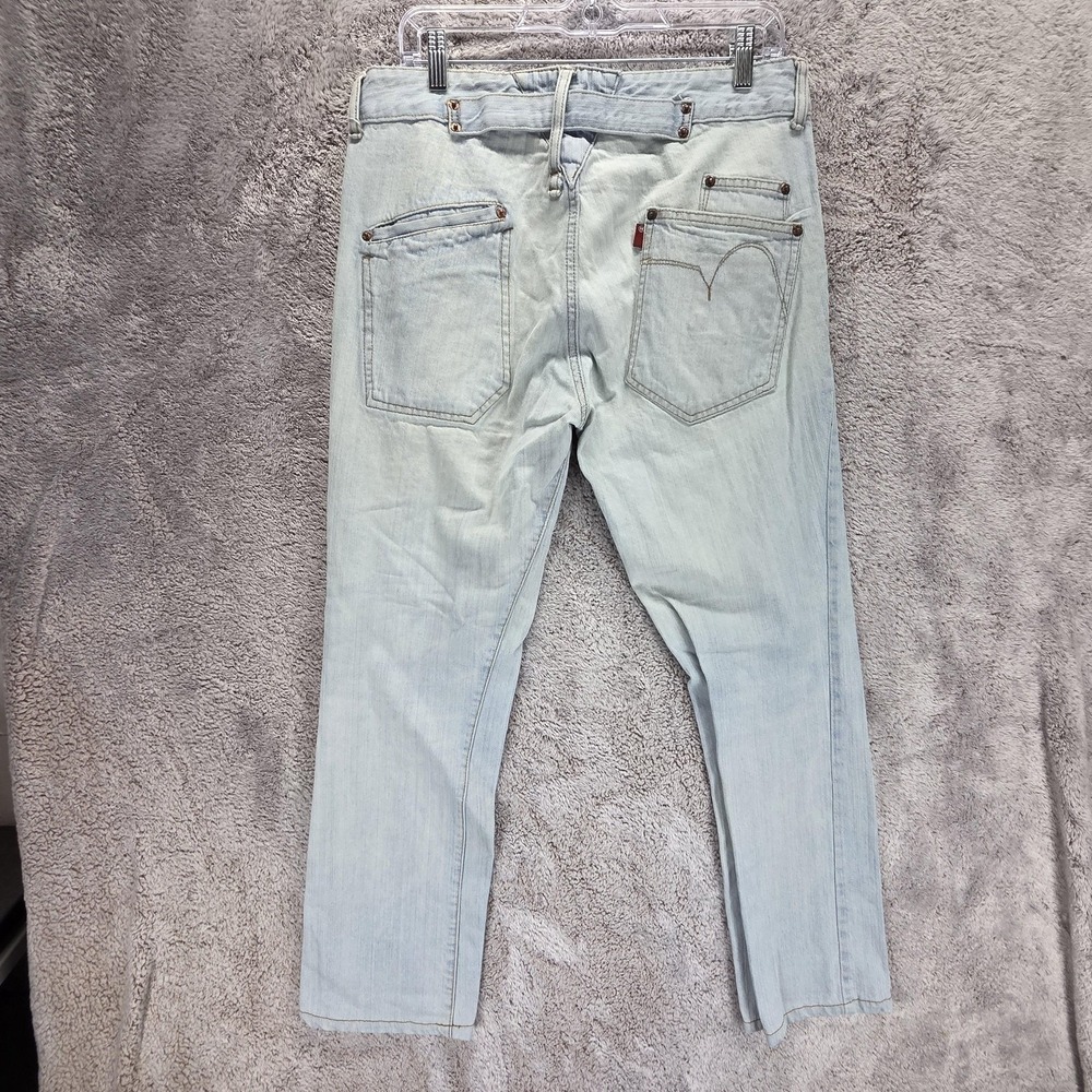 Vintage Levis Engineered Jeans Mens Blue Buckle Back Light Wash Denim Fits 32x28